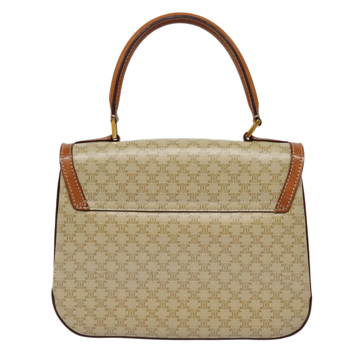 Celine Vintage Convertible Top Handle Macadam Coated Canvas Beige Canvas Handbag (Pre-Owned)
