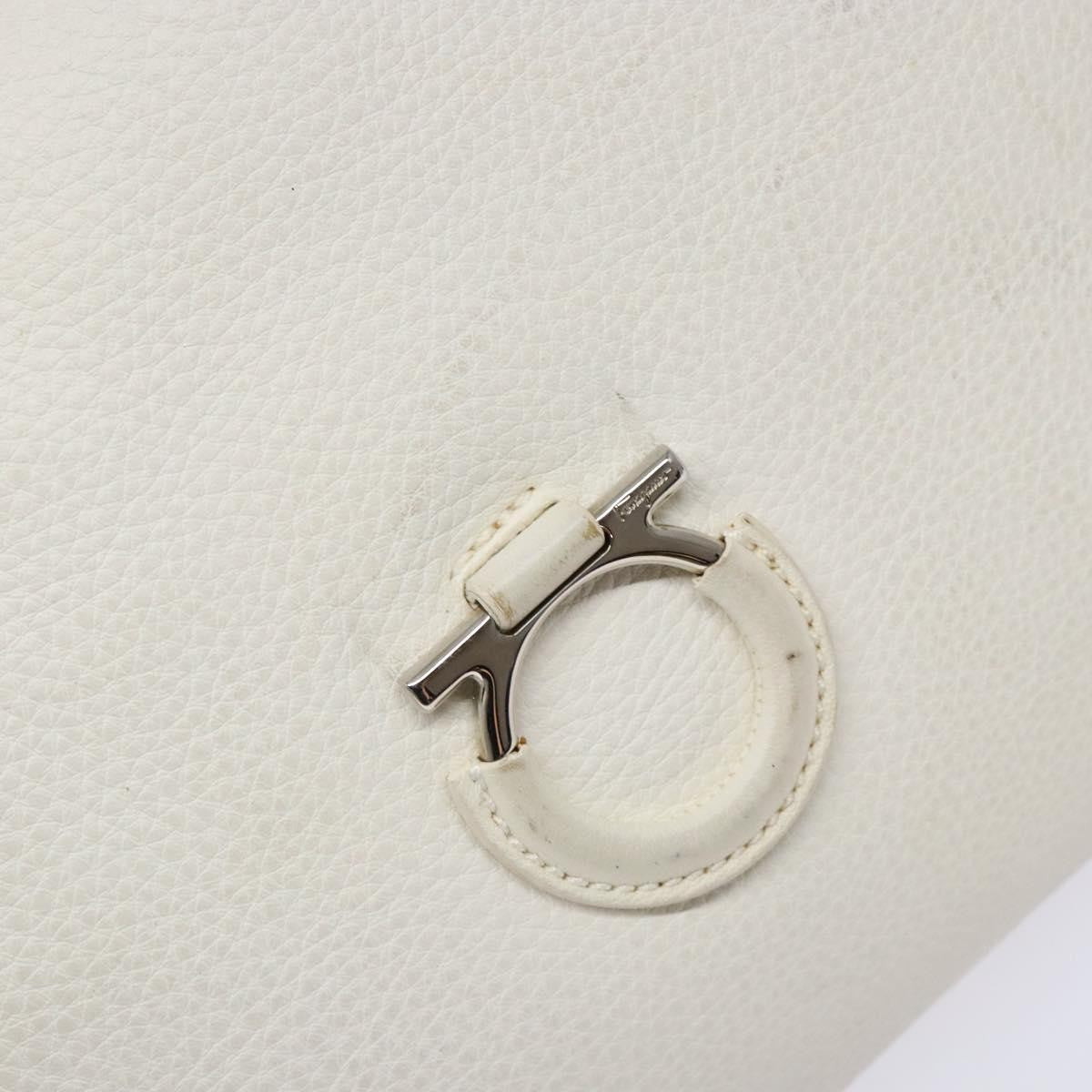 Salvatore Ferragamo Gancini Leather White Leather Shoulder Bag Bag (Pre-Owned)
