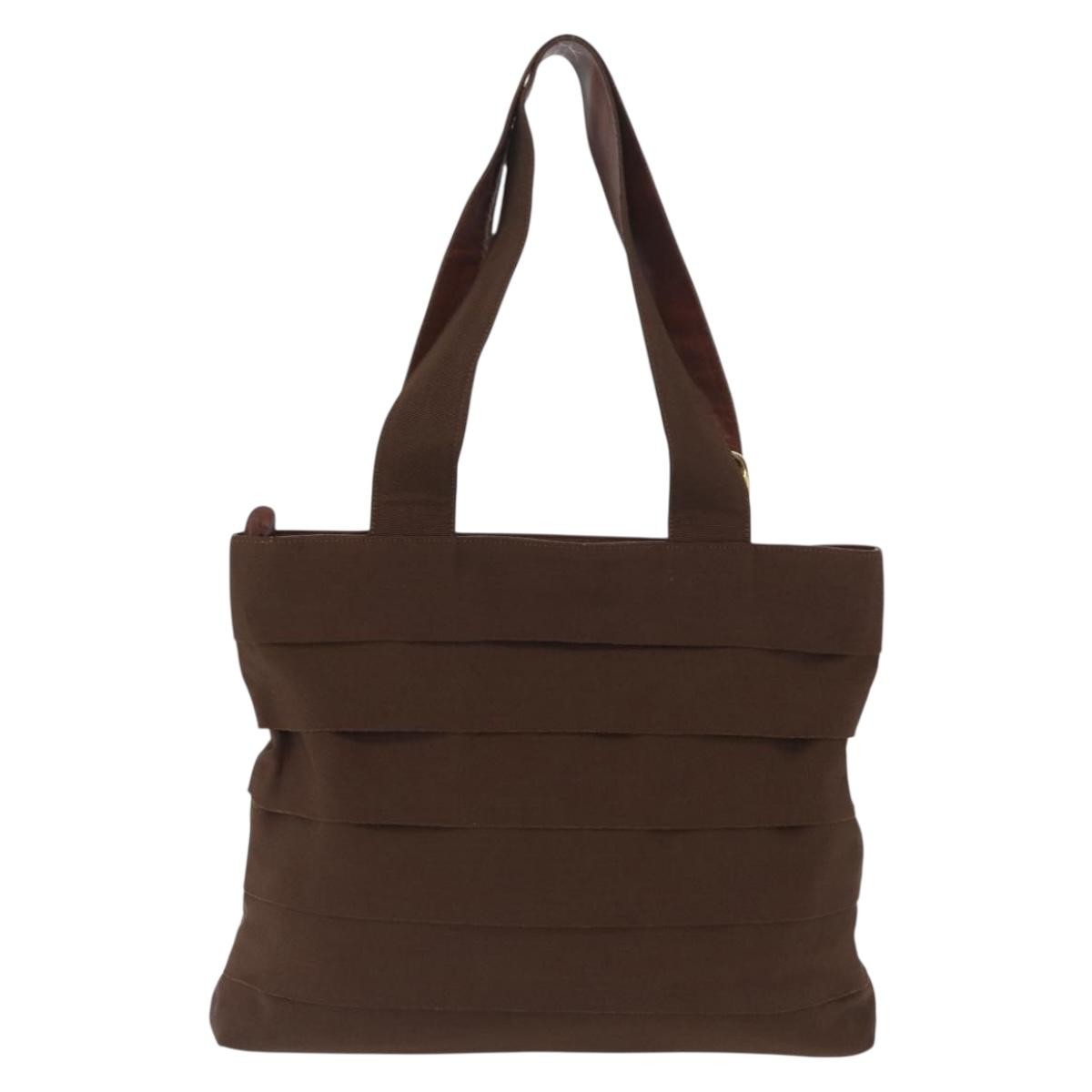 Salvatore Ferragamo Vara Tote Canvas Brown Canvas Tote Bag Bag (Pre-Owned)