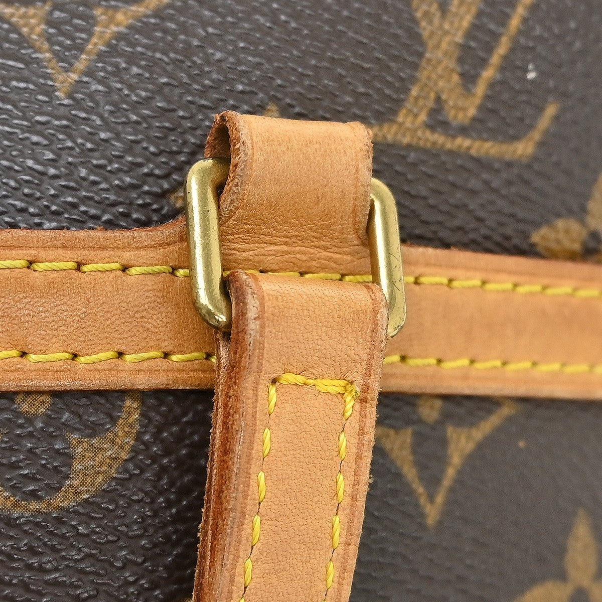 Louis Vuitton Coussin Denim Printed Monogram Embossed Lambskin Brown Canvas Handbag (Pre-Owned)