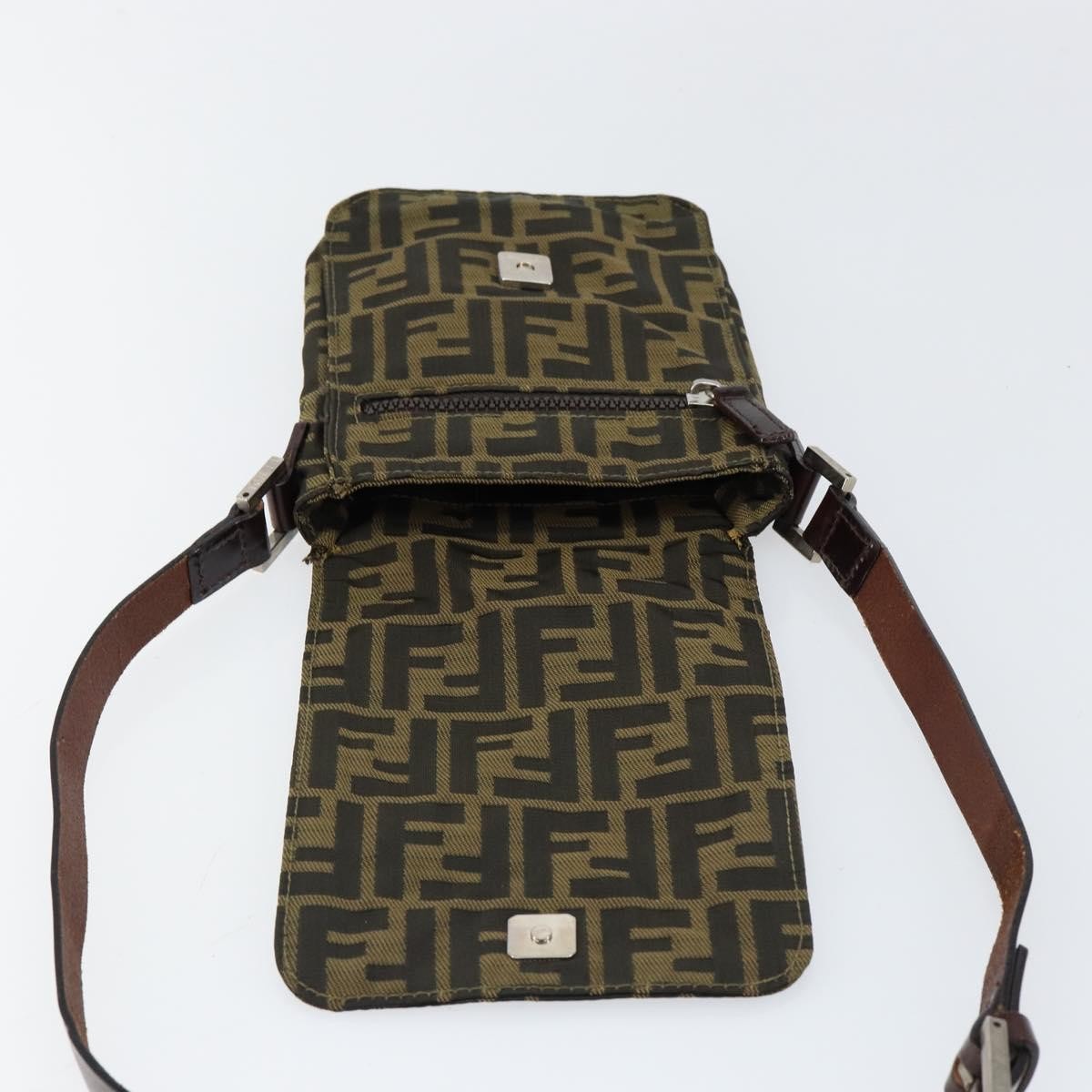 Fendi Flat Messenger Zucca Canvas Brown Canvas Shoulder Bag Bag (Pre-Owned)