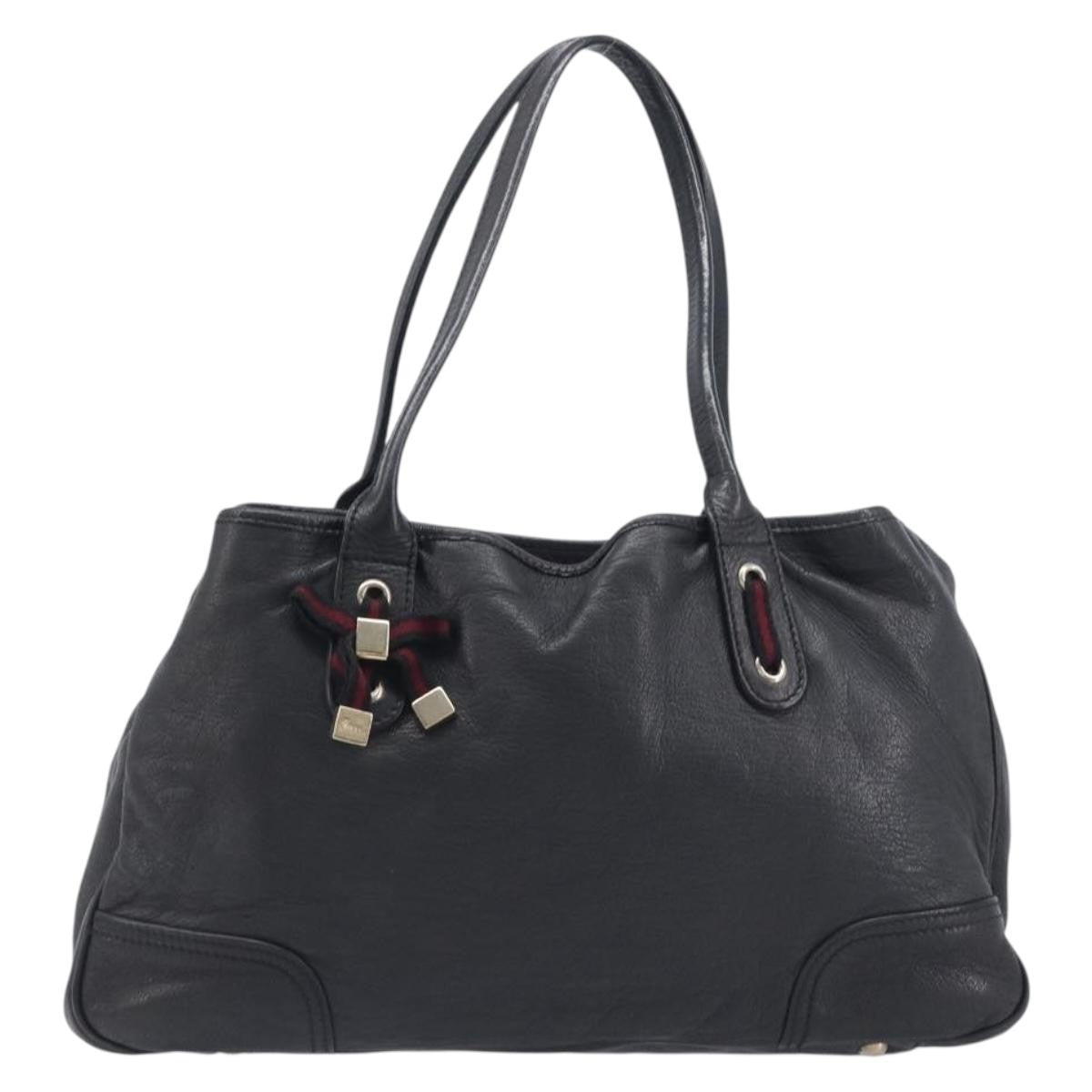 Gucci Princy Leather Black Leather Tote Bag Bag (Pre-Owned)