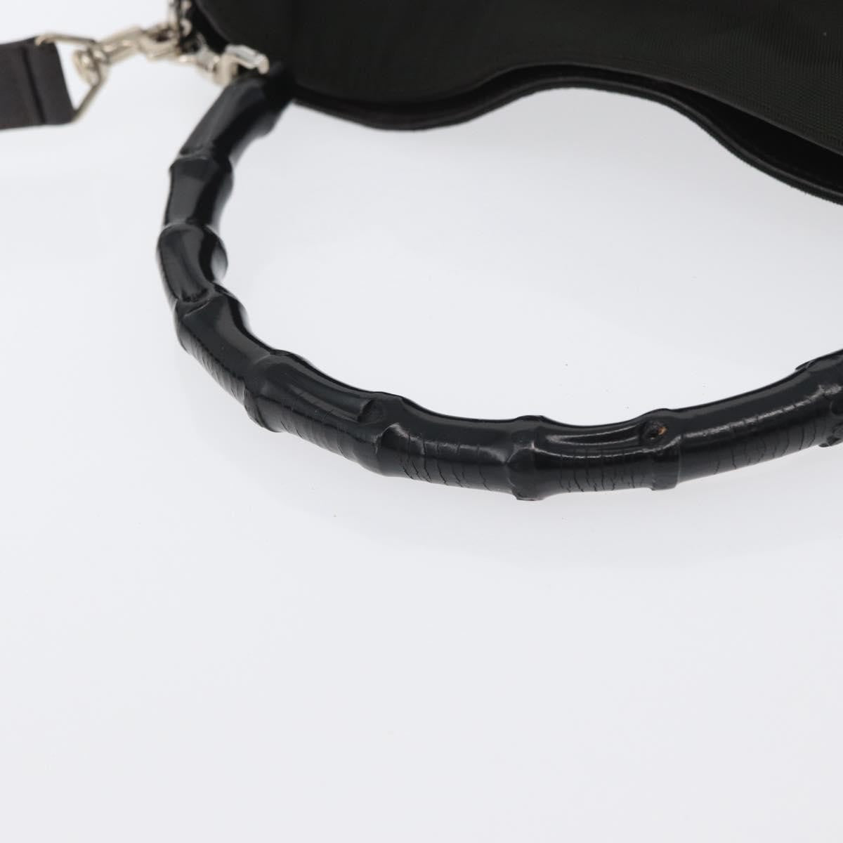 Gucci Vintage Bamboo Handle Nylon Black Nylon Handbag (Pre-Owned)