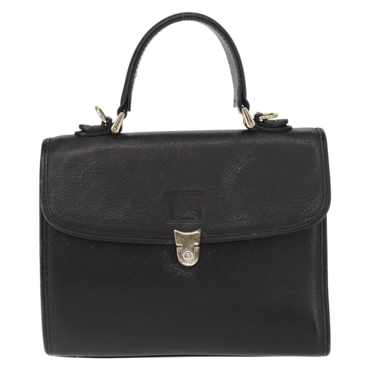 Burberry Vintage Leather Black Leather Handbag (Pre-Owned)