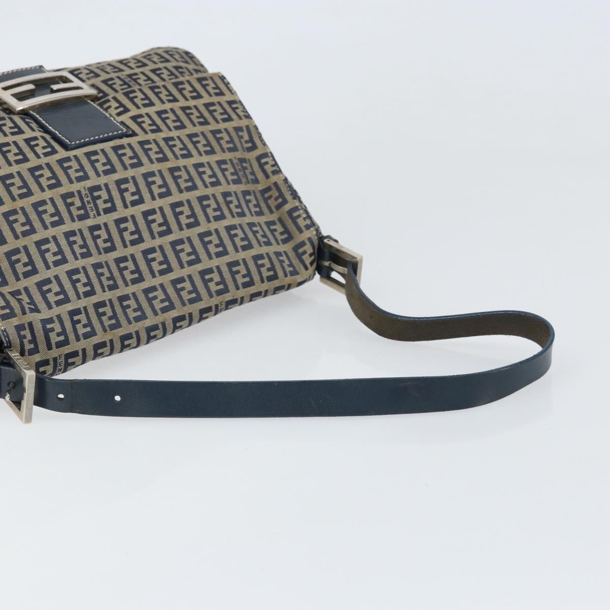 Fendi Mamma Baguette Zucca Jacquard Velvet Navy Canvas Shoulder Bag Bag (Pre-Owned)