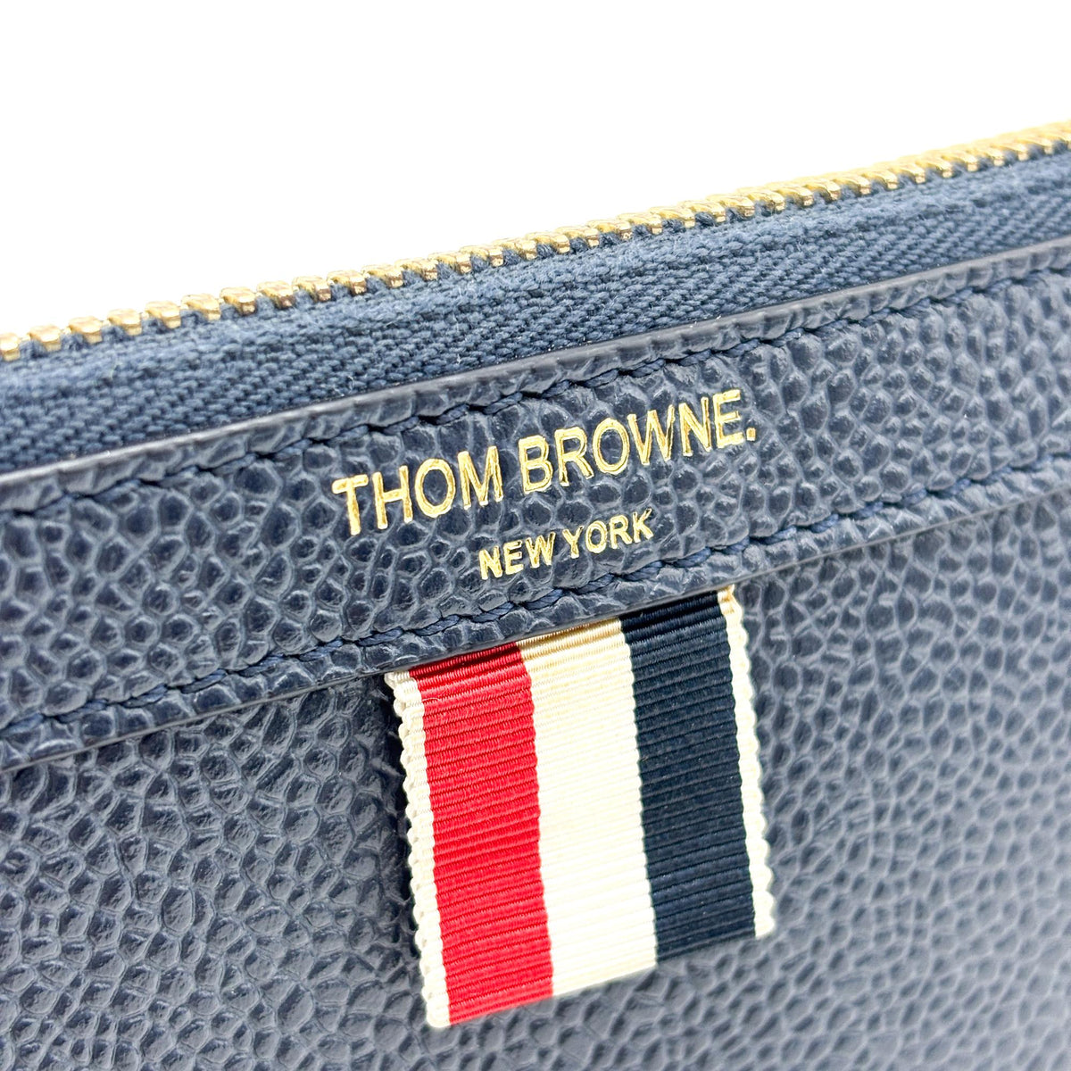 Thom Browne Zip Document Holder Leather With Applique Navy Leather Briefcase Bag (Pre-Owned)