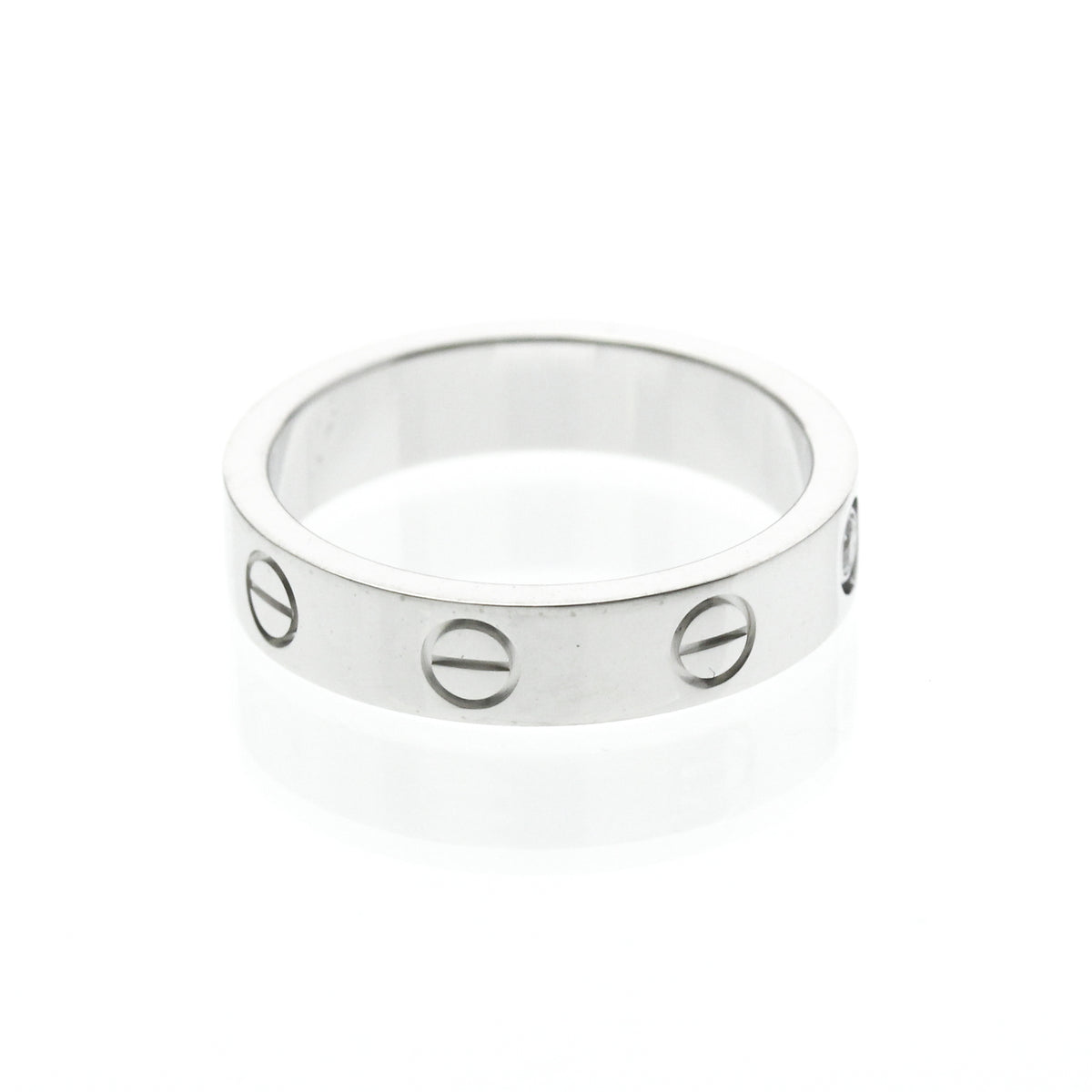 Cartier Love Wedding Band 1 Diamond 18K White Gold With Diamond Silver White_Gold Ring Jewelry (Pre-Owned)