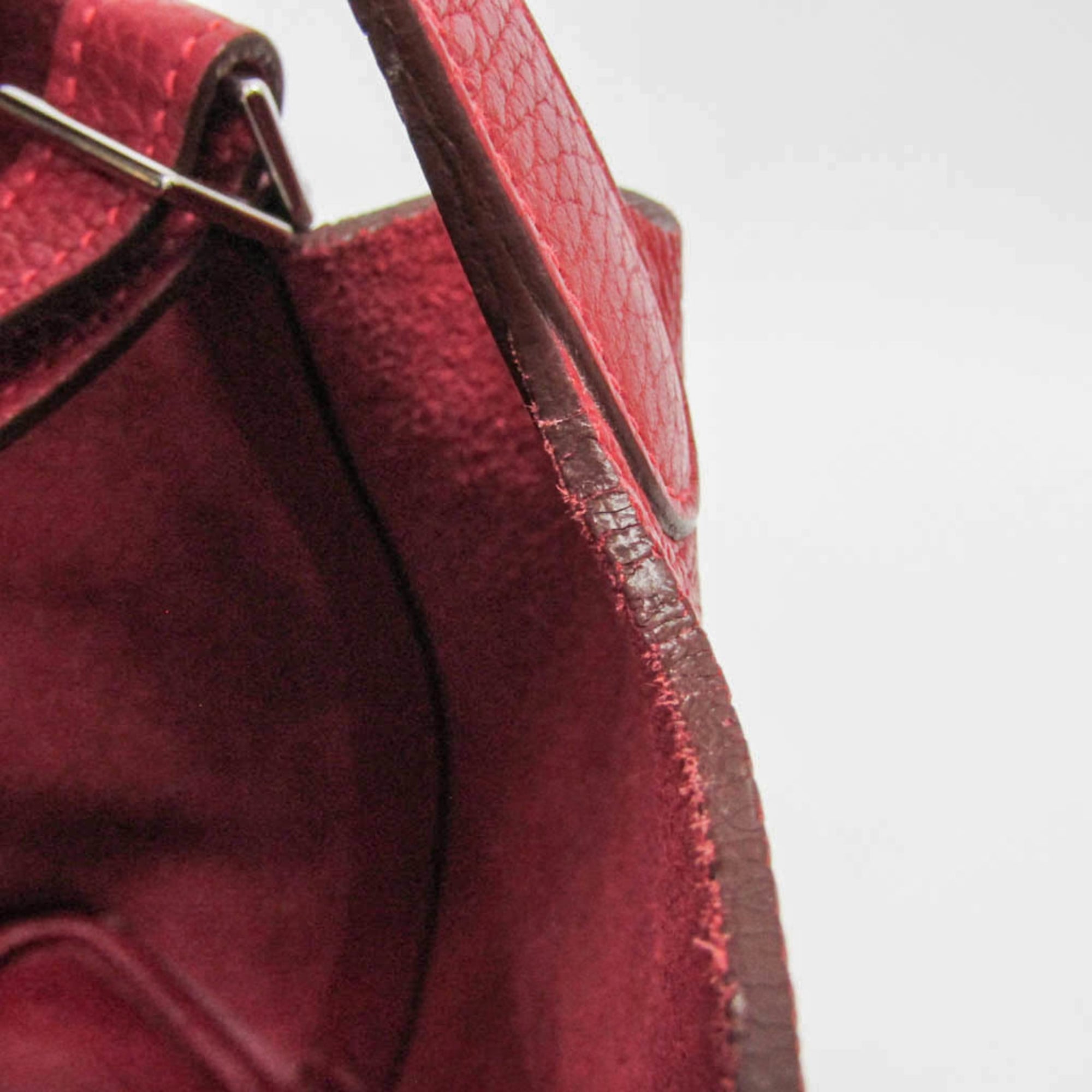 Hermes Picotin Clemence Red Leather Handbag (Pre-Owned)