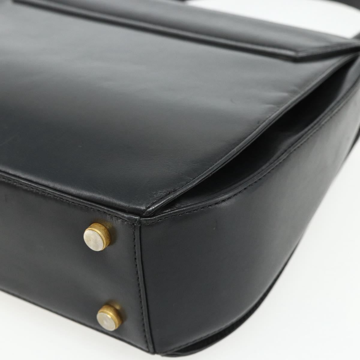 Salvatore Ferragamo Gancini Leather Black Leather Handbag (Pre-Owned)