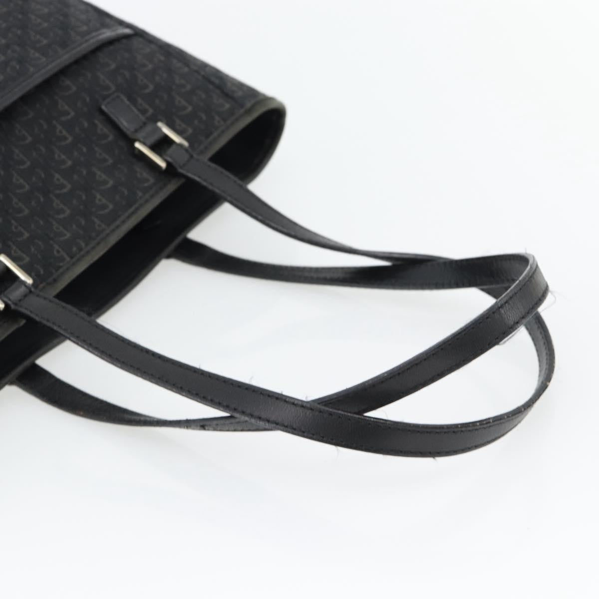 Christian Dior Vintage Open Pocket Diorissimo Canvas Black Canvas Tote Bag Bag (Pre-Owned)