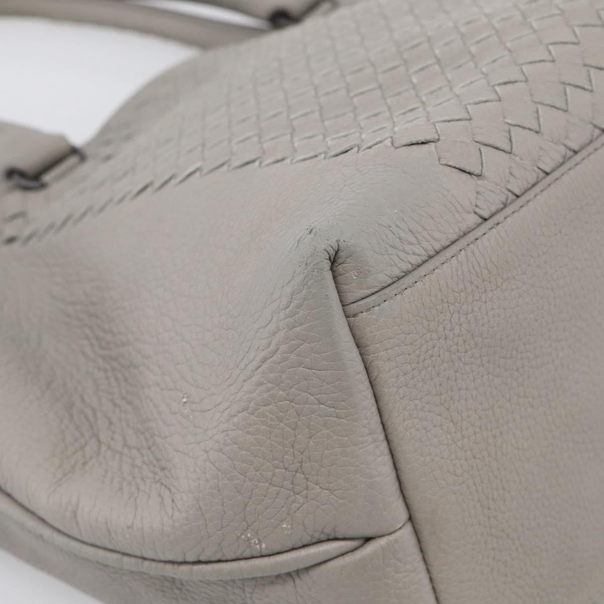 Bottega Veneta Side Snap Leather And Intrecciato Nappa Gray Leather Tote Bag Bag (Pre-Owned)
