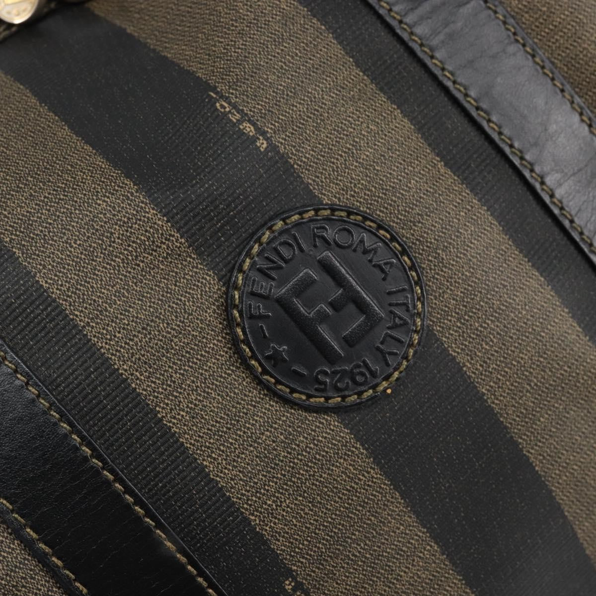 Fendi Vintage Pequin Boston Coated Canvas Brown Canvas Handbag (Pre-Owned)