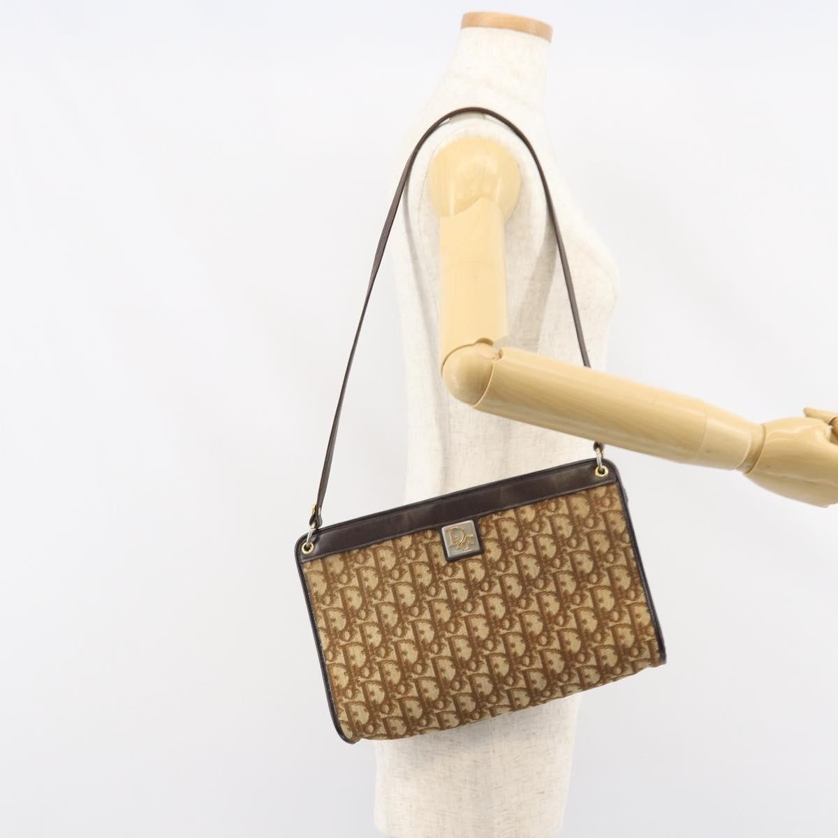 Christian Dior Vintage Trotter Diorissimo Canvas Beige Canvas Shoulder Bag Bag (Pre-Owned)