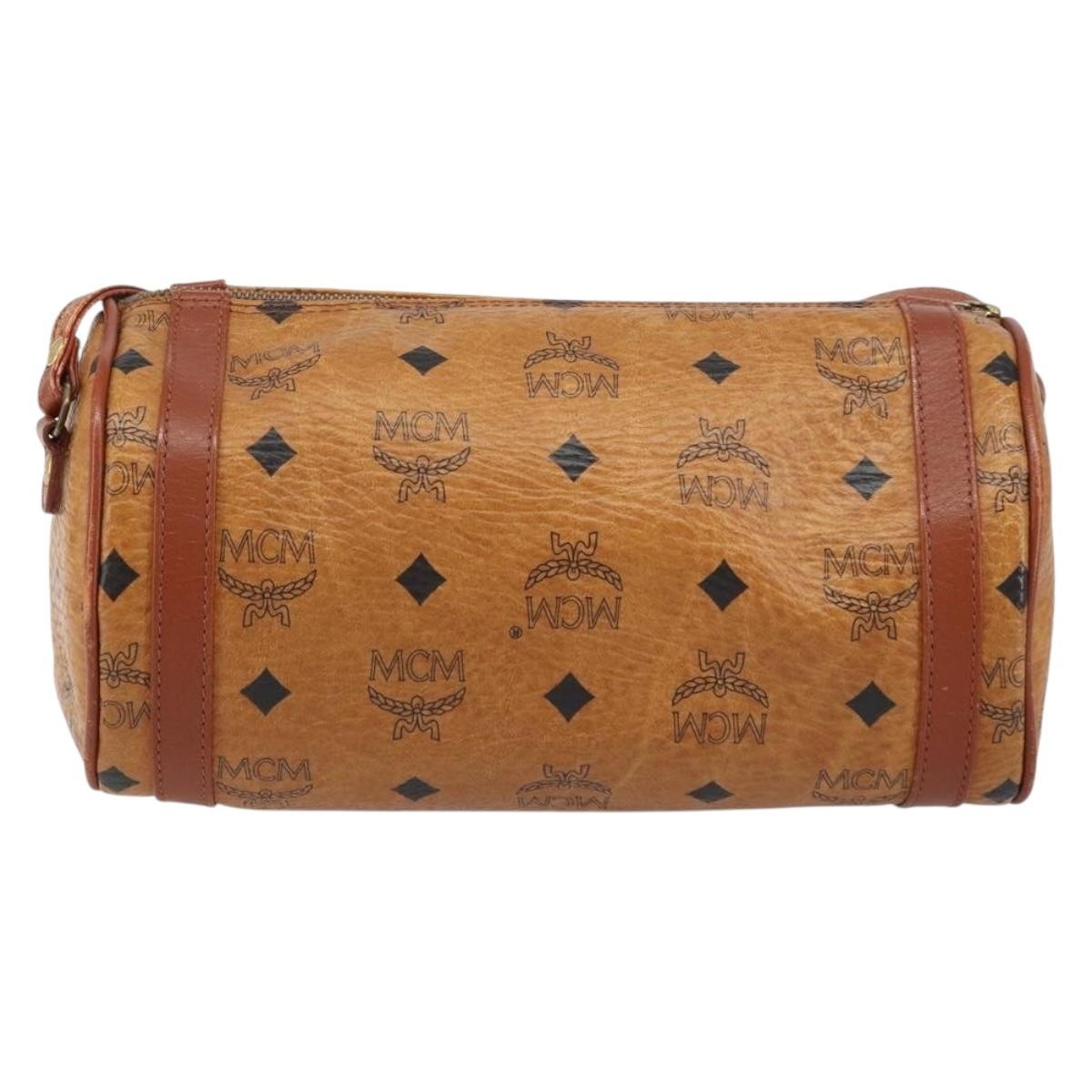 MCM Visetos Canvas And Leather Brown Canvas Shoulder Bag Bag (Pre-Owned)