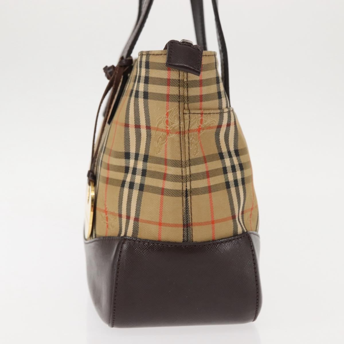 Burberry Nova Check Tote Canvas And Leather Beige Canvas Handbag (Pre-Owned)