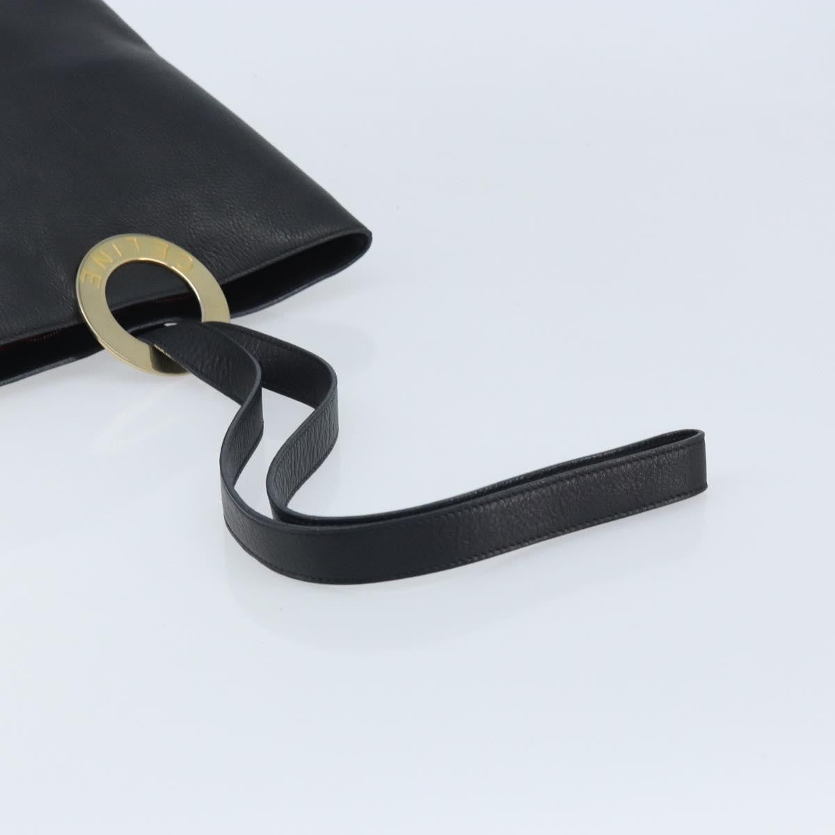 Celine Circle Logo Leather Black Leather Handbag (Pre-Owned)