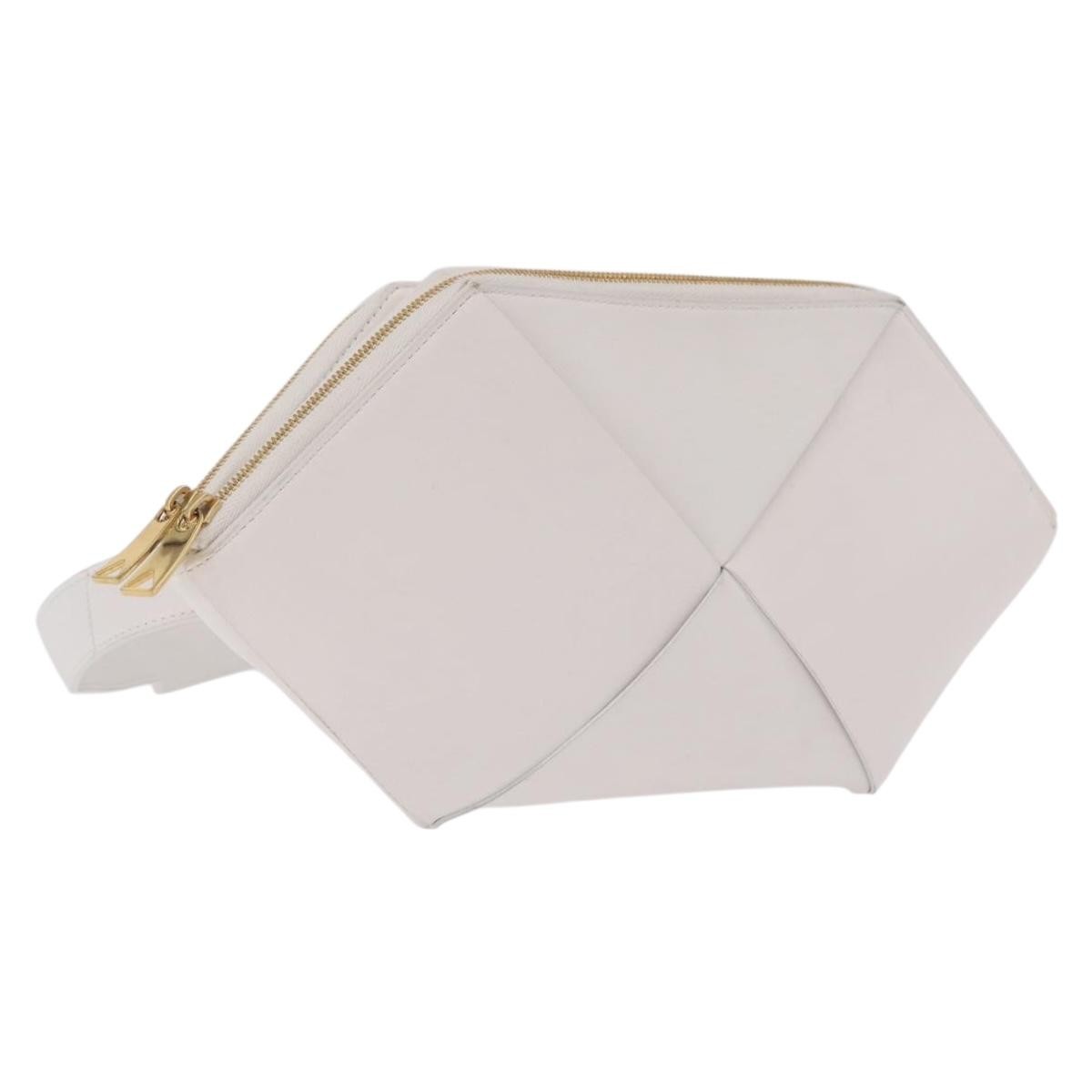 Bottega Veneta Nappa19 Pouch With Strap Maxi Intrecciato Leather White Leather Clutche & Pouche Bag (Pre-Owned)