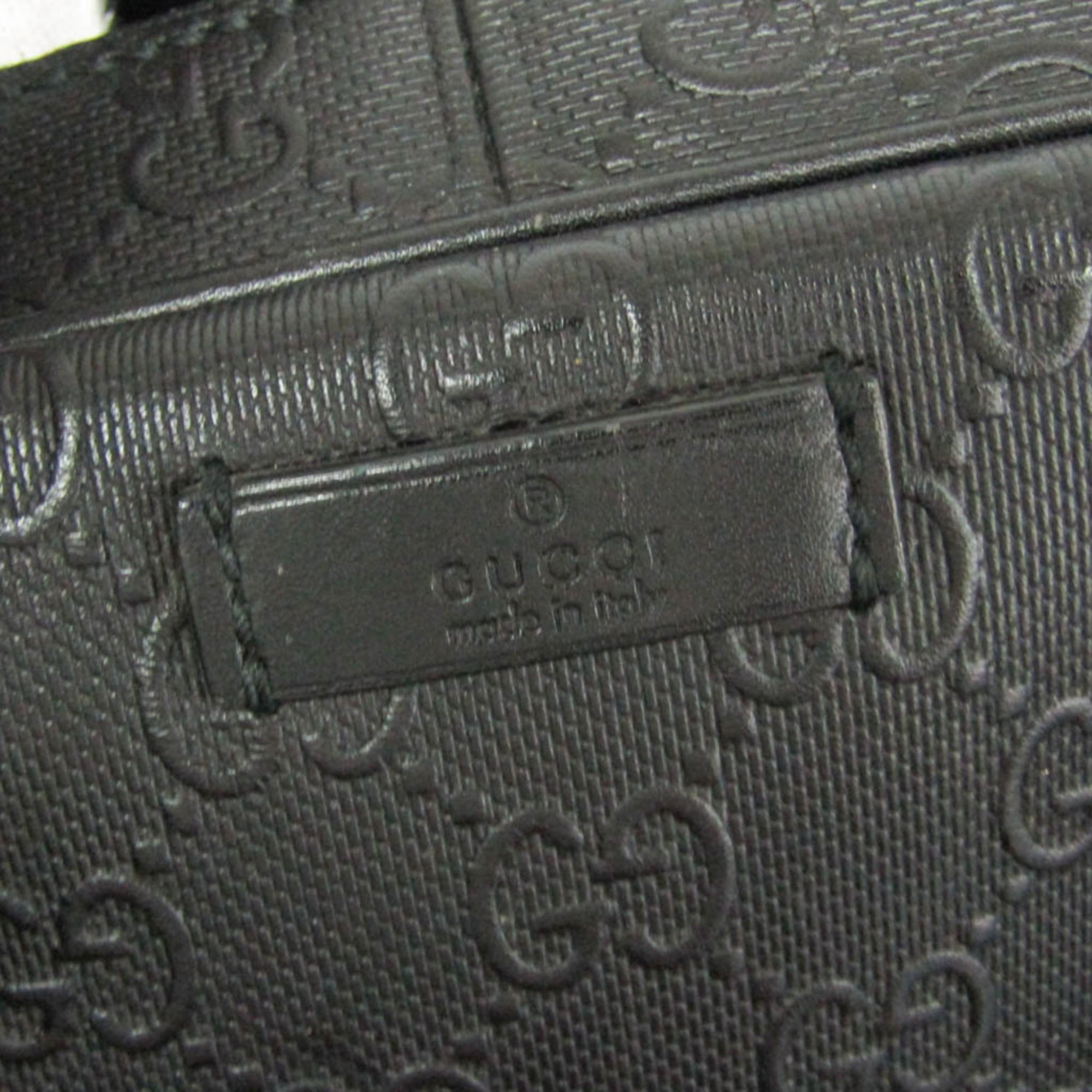 Gucci Convertible Briefcase Guccissima Leather Black Leather Briefcase Bag (Pre-Owned)