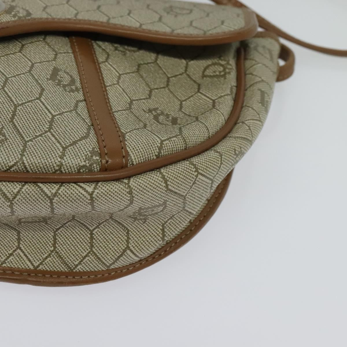 Christian Dior Vintage Honeycomb Zip Coated Canvas Beige Canvas Bag (Pre-Owned)
