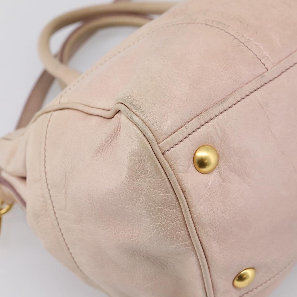 Miu Miu Vitello Lux Ring Satchel Leather Pink Leather Handbag (Pre-Owned)