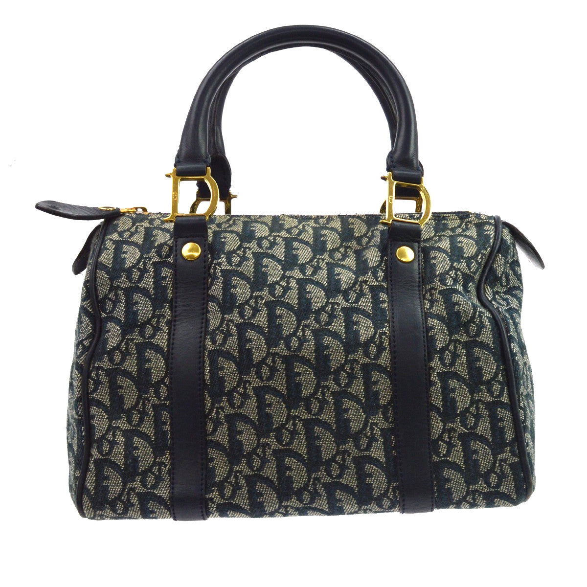 Christian Dior Vintage Trotter Boston Diorissimo Canvas Navy Canvas Handbag (Pre-Owned)