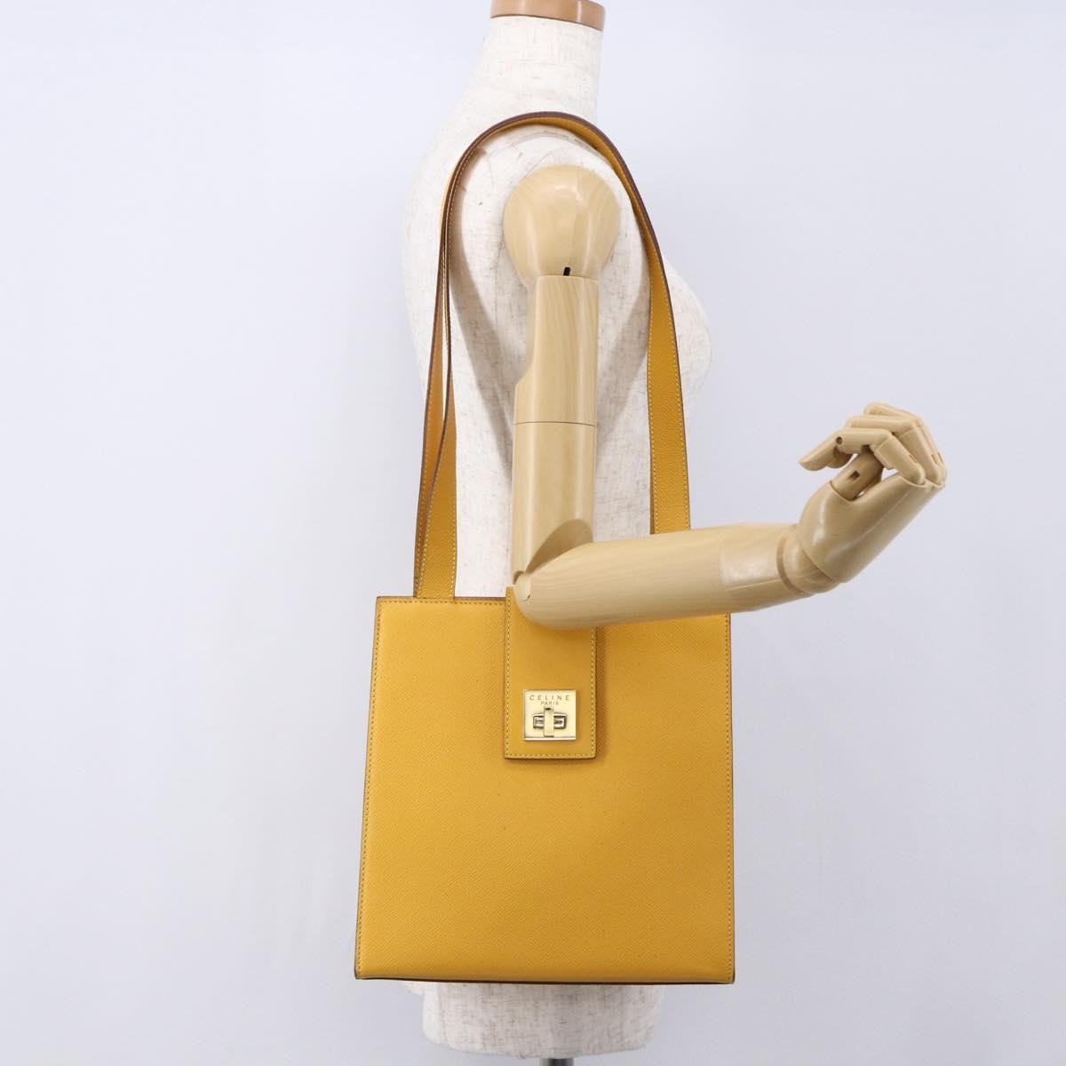 Celine Vintage Leather Yellow Leather Shoulder Bag Bag (Pre-Owned)