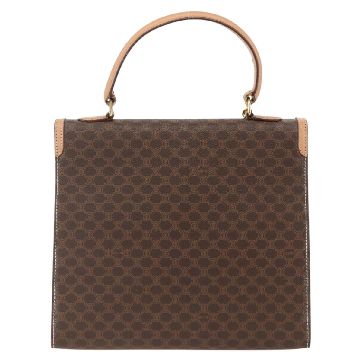 Celine Vintage Handbag Toile Céline Brown Canvas Handbag (Pre-Owned)