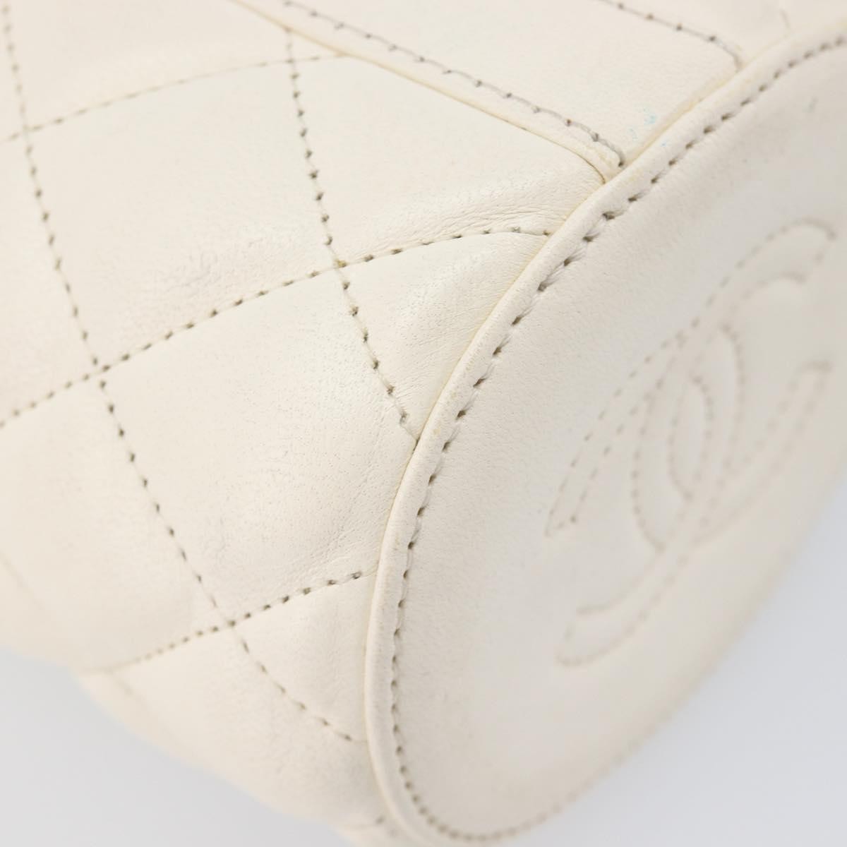 Chanel Crown Box Vanity Quilted Lambskin White Leather Handbag (Pre-Owned)
