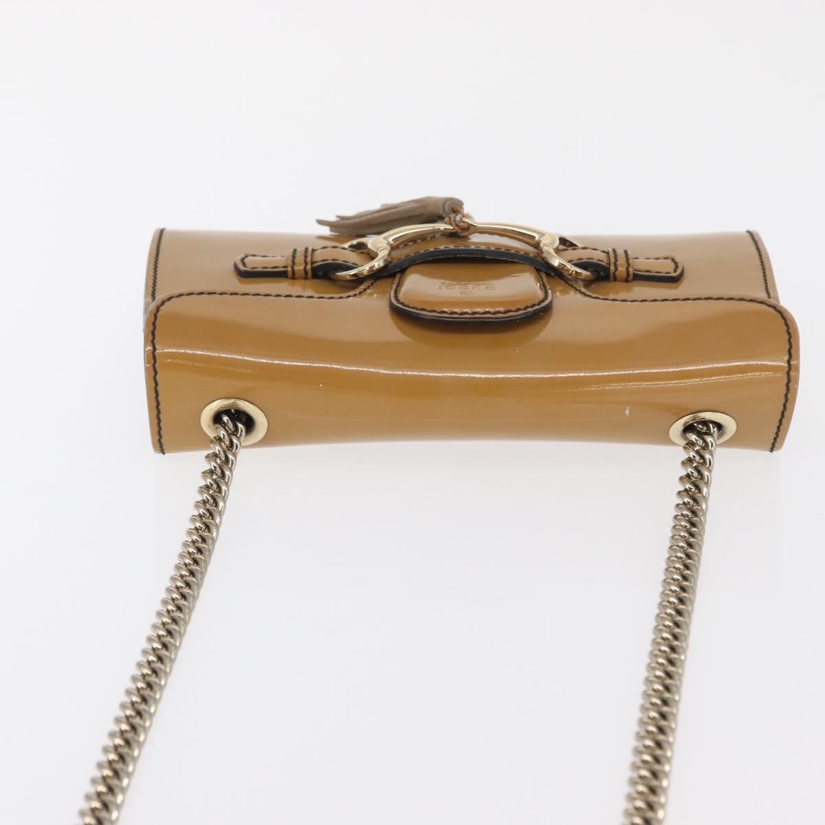 Gucci Emily Chain Flap Patent Beige Patent_Leather Shoulder Bag Bag (Pre-Owned)