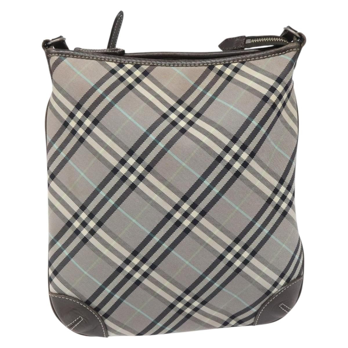 Burberry Nova Check Blue Label Nylon Gray Nylon Shoulder Bag Bag (Pre-Owned)