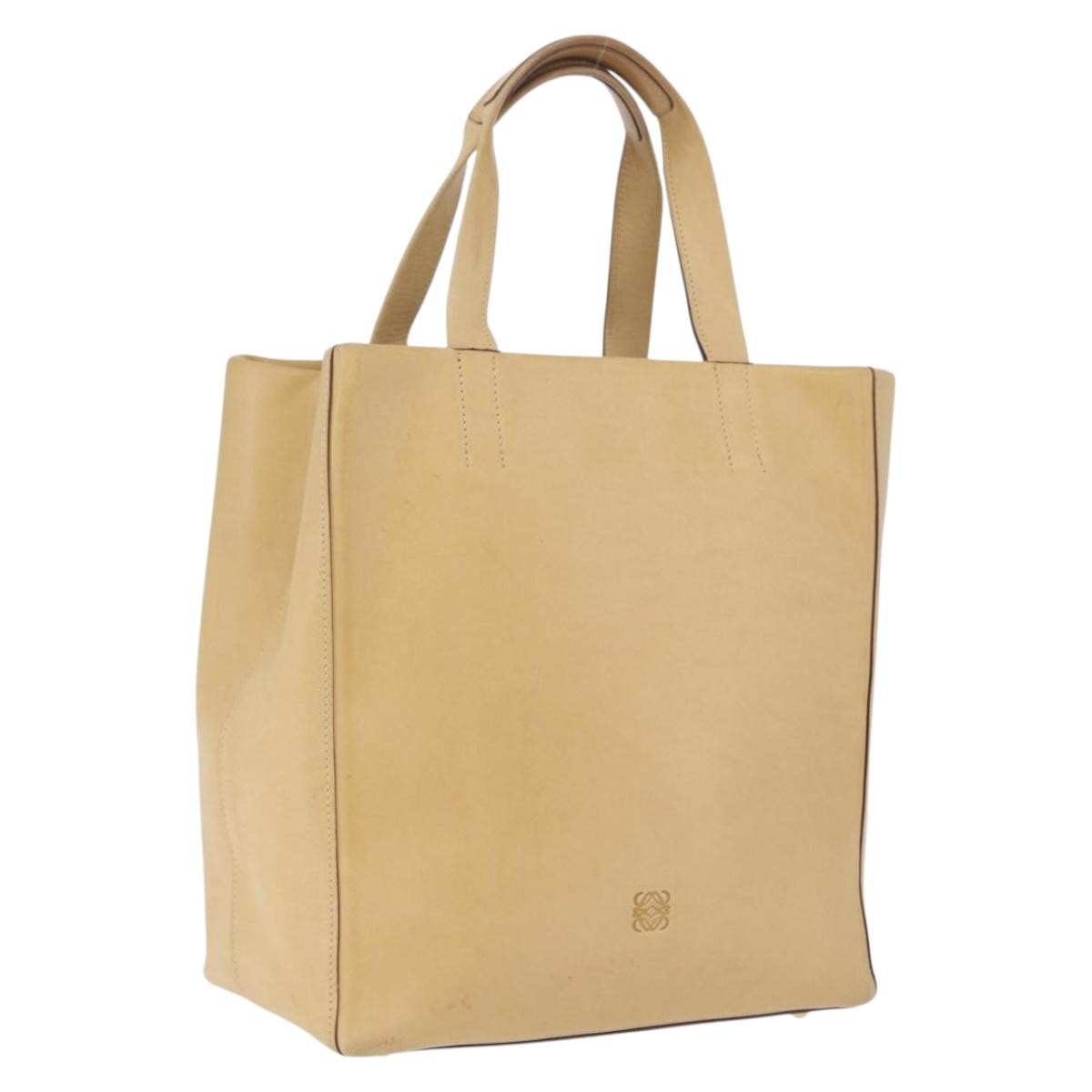Loewe Papelle Leather Beige Leather Tote Bag Bag (Pre-Owned)