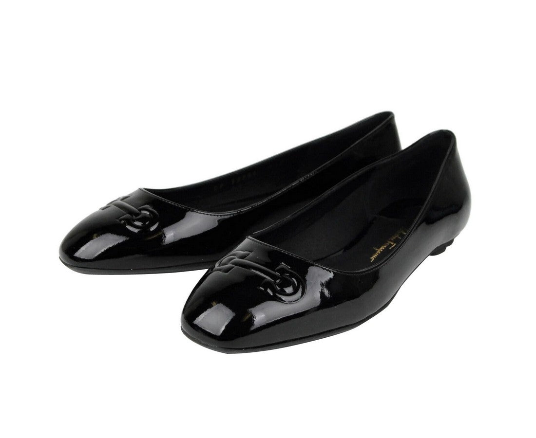 Salvatore Ferragamo Patent Leather Ballet Flats | Black