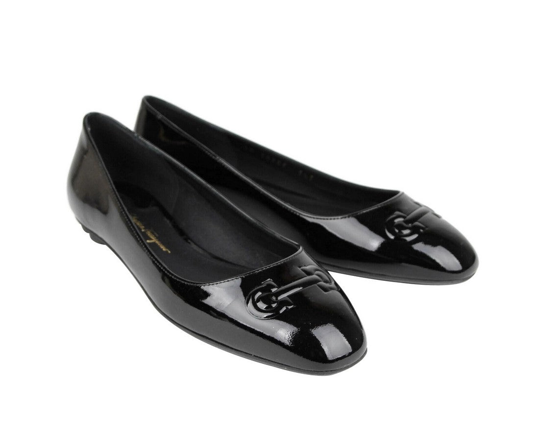 Salvatore Ferragamo Patent Leather Ballet Flats | Black