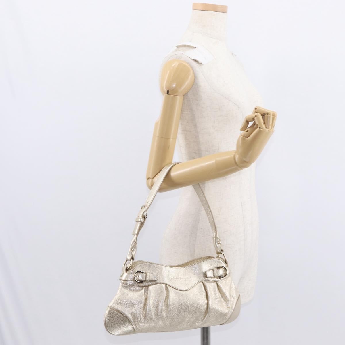 Salvatore Ferragamo Gancini Leather Gold Leather Shoulder Bag Bag (Pre-Owned)