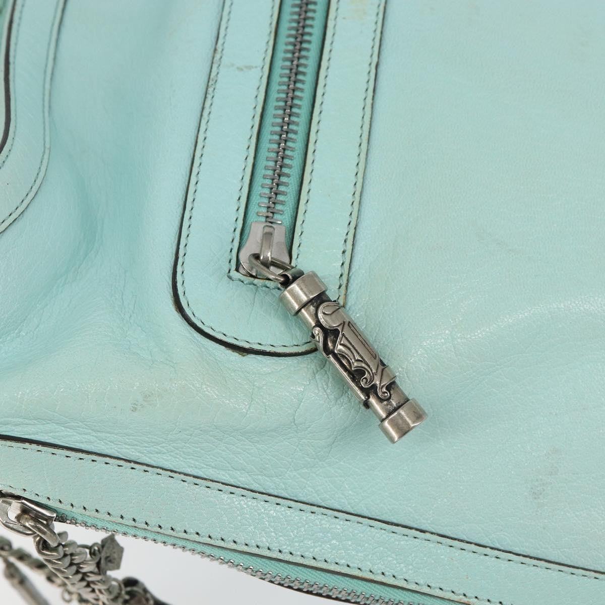 Versace Vintage Leather Blue Leather Handbag (Pre-Owned)