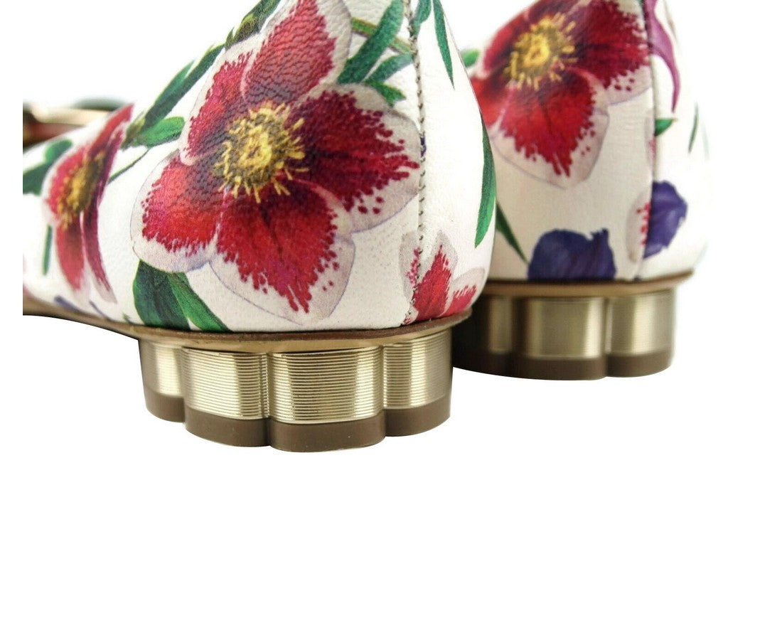 Salvatore Ferragamo White/Multi-color Leather Flats
