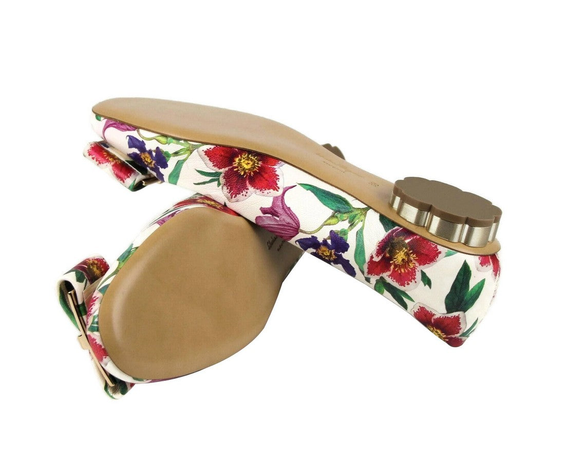 Salvatore Ferragamo White/Multi-color Leather Flats