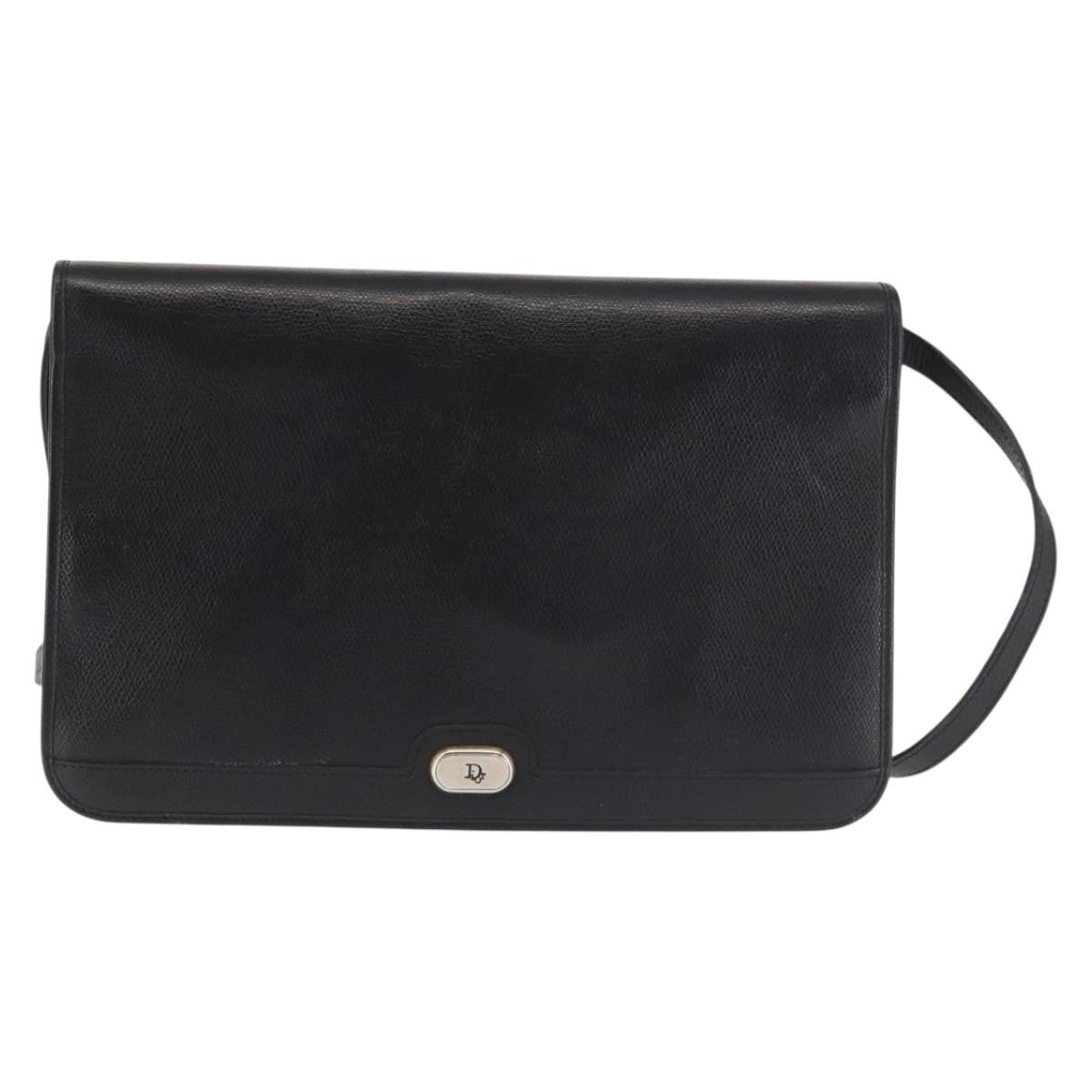 Christian Dior Vintage Leather Black Leather Shoulder Bag Bag (Pre-Owned)