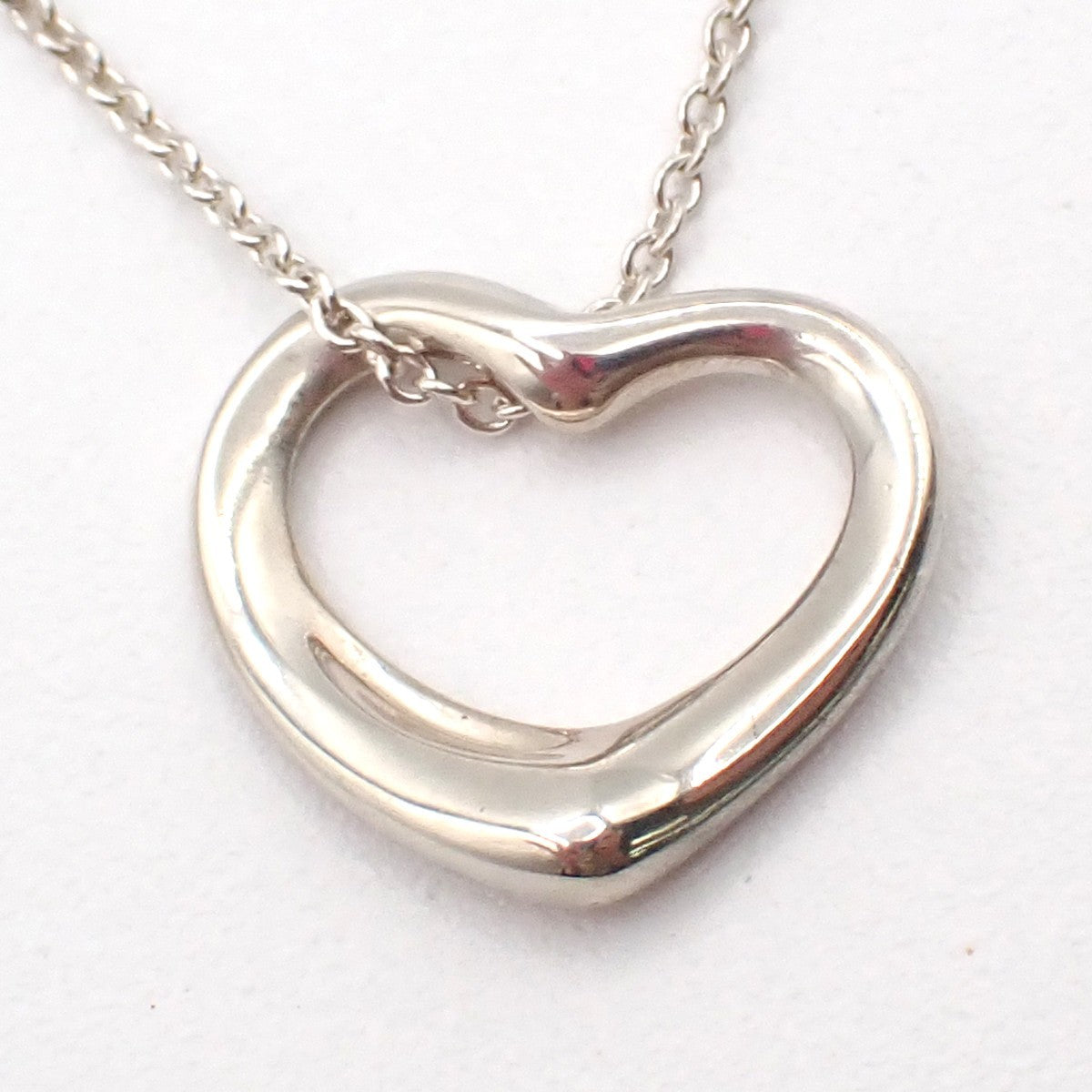 Tiffany & Co. Elsa Peretti Open Heart Pendant Sterling Silver Silver Silver Necklace Jewelry (Pre-Owned)