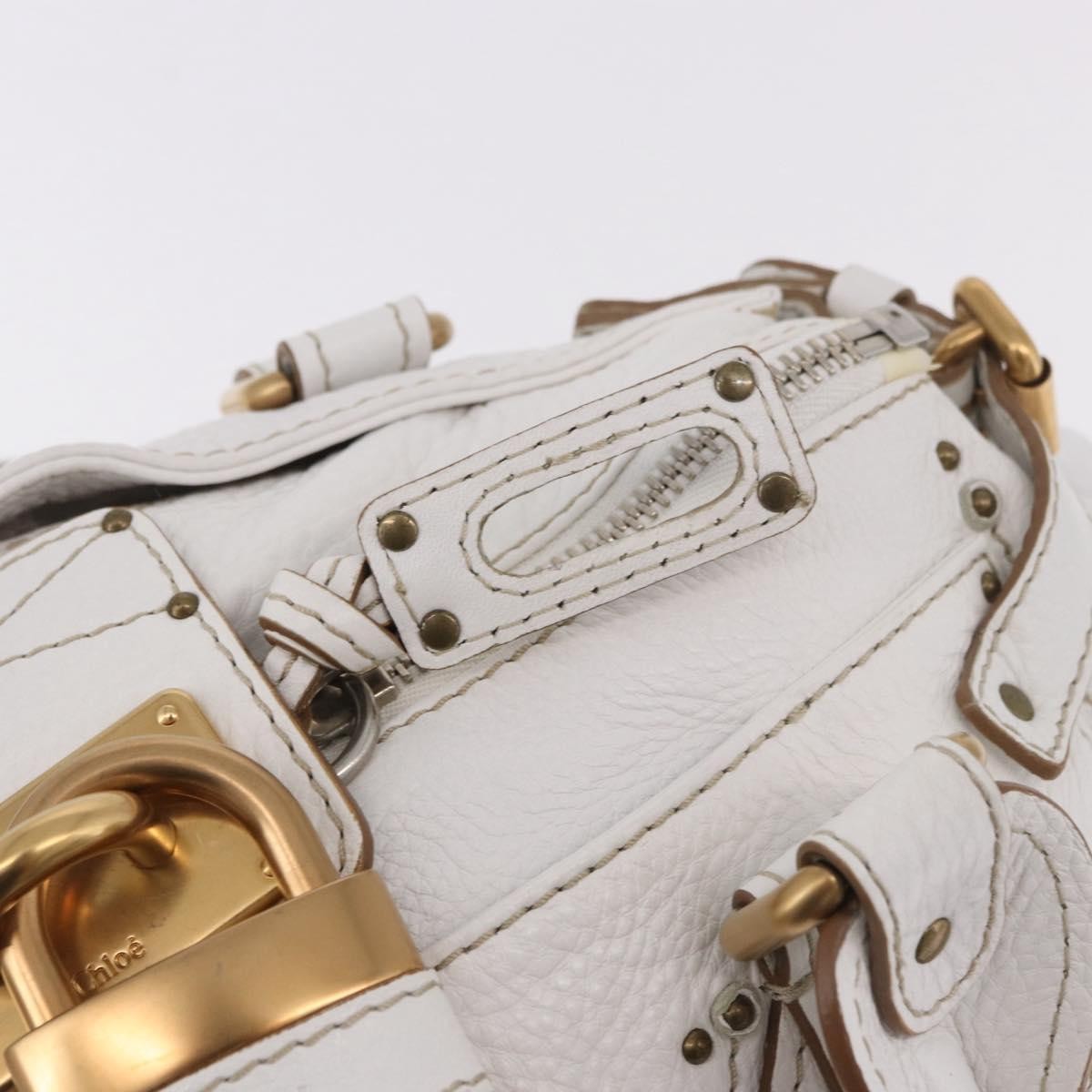 Chloe Paddington Lock Leather White Leather Handbag (Pre-Owned)
