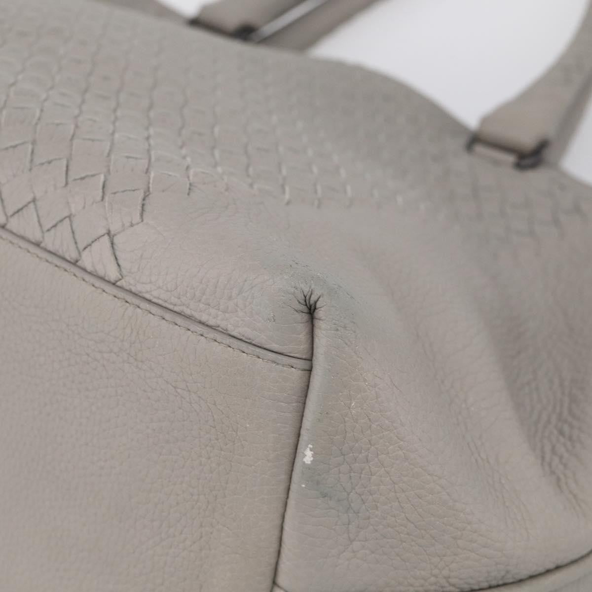 Bottega Veneta Side Snap Leather And Intrecciato Nappa Gray Leather Tote Bag Bag (Pre-Owned)