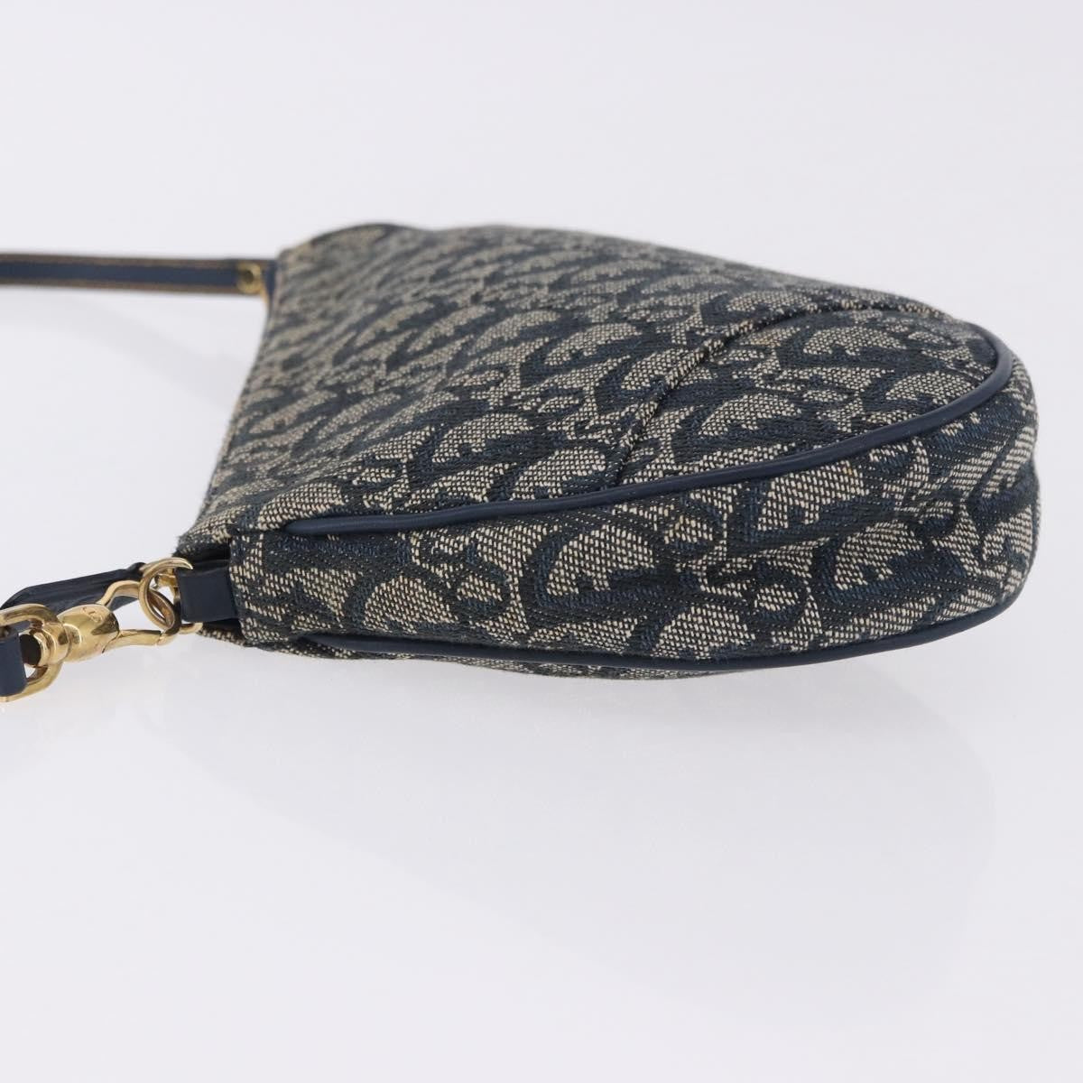 Christian Dior Vintage Saddle Bag Canvas Navy Canvas Clutche & Pouche Bag (Pre-Owned)