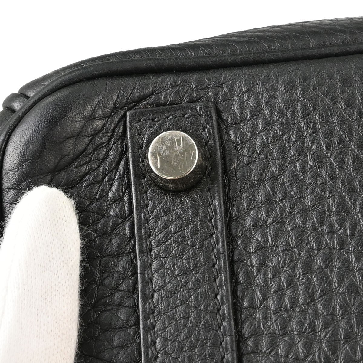 Hermes Birkin Black Clemence With Palladium Hardware Black Leather Handbag (Pre-Owned)