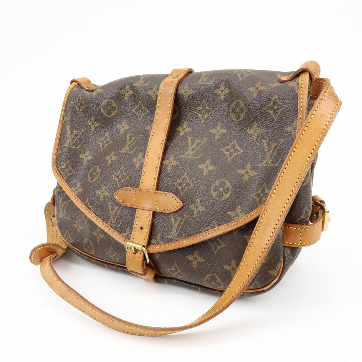 Louis Vuitton Saumur Monogram Canvas Brown Canvas Shoulder Bag Bag (Pre-Owned)