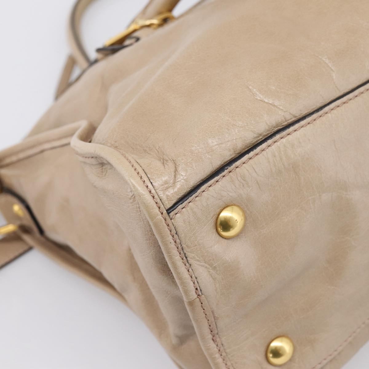 Miu Miu Convertible Bauletto Vitello Shine Beige Leather Handbag (Pre-Owned)