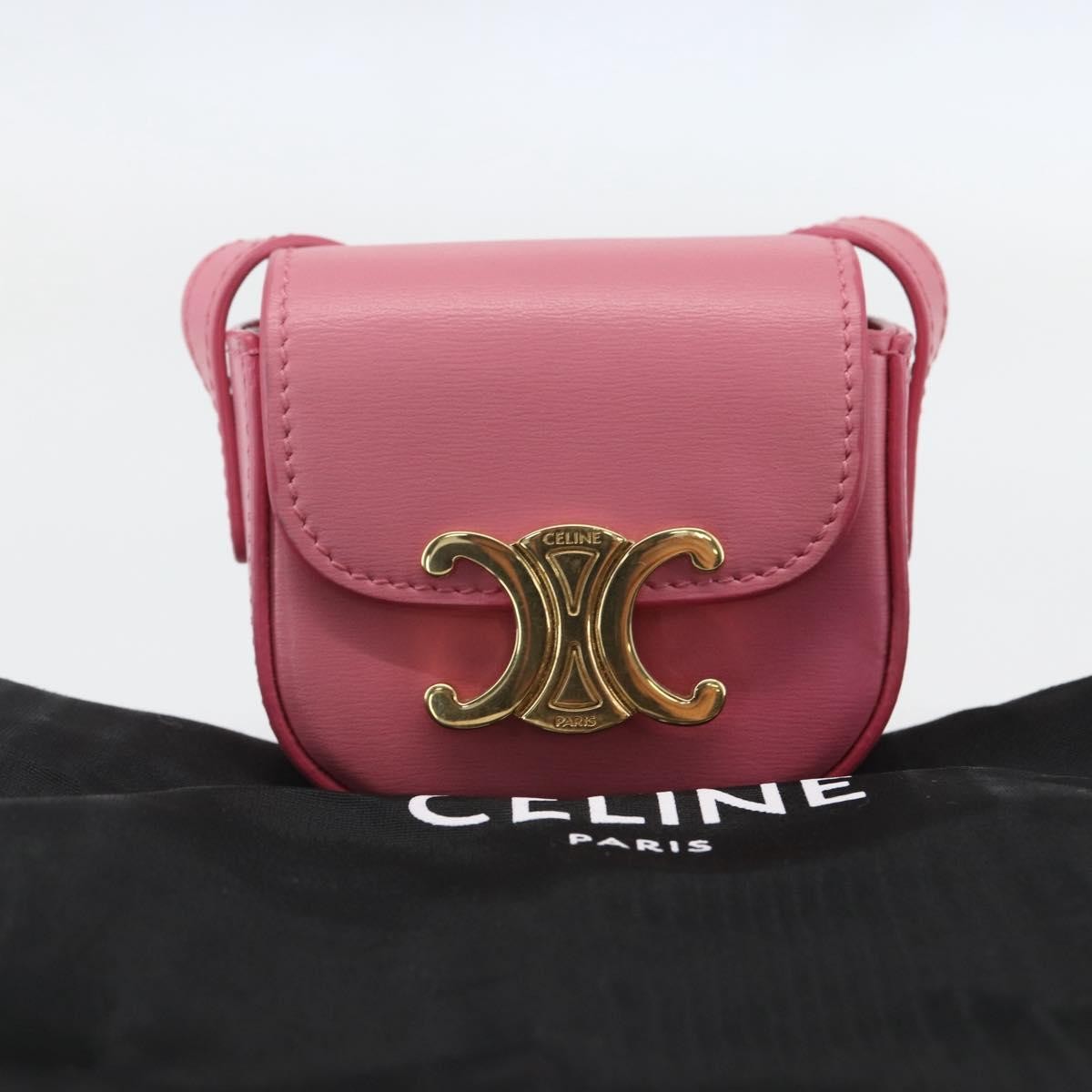 Celine Triomphe Shoulder Smooth Calfskin Pink Leather Shoulder Bag Bag (Pre-Owned)