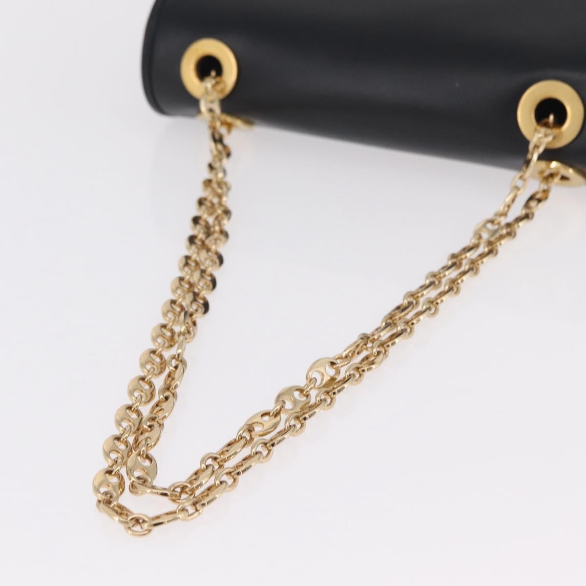 Gucci Marina Chain Flap Leather Black Leather Shoulder Bag Bag (Pre-Owned)
