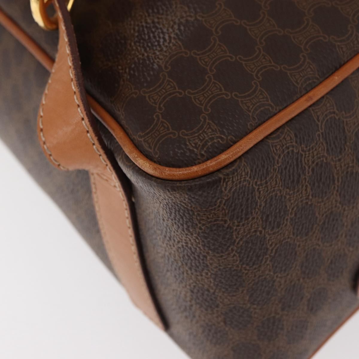 Celine Backpack Leather Brown Canvas Backpack Bag (Pre-Owned)