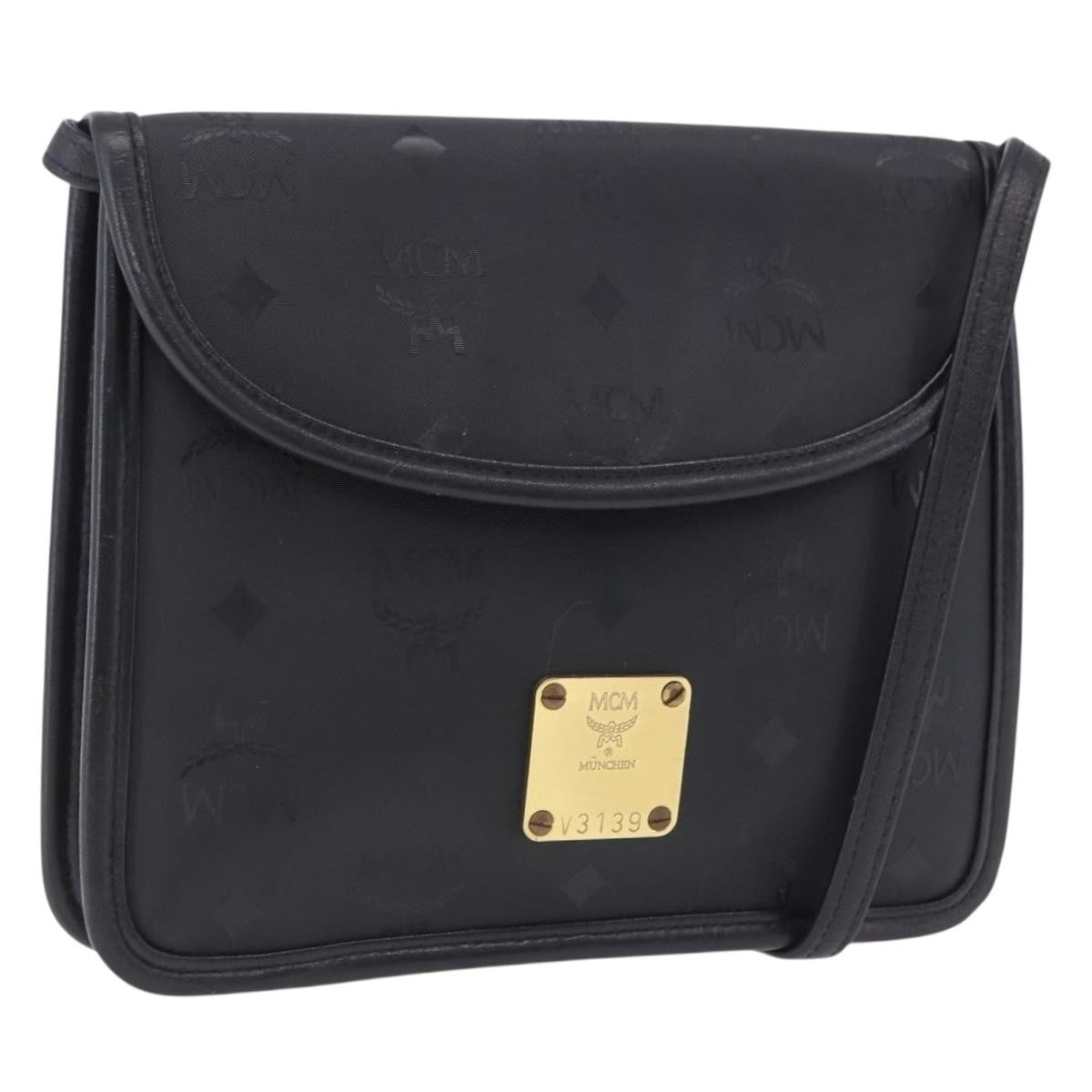 MCM Visetos Leather Black Leather Clutche & Pouche Bag (Pre-Owned)