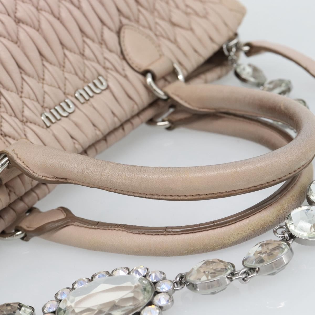 Miu Miu Crystal Tote Matelasse Leather Pink Leather Shoulder Bag Bag (Pre-Owned)